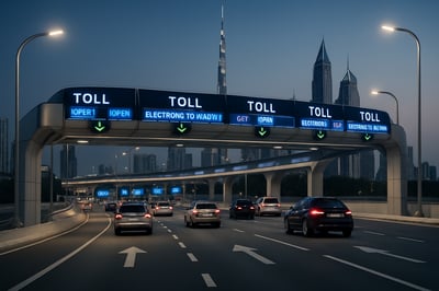 Modern toll road in Dubai with advanced technology