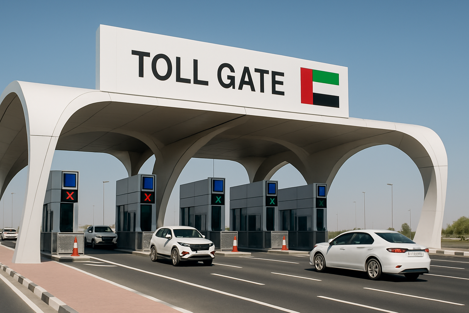 Modern toll gate in UAE