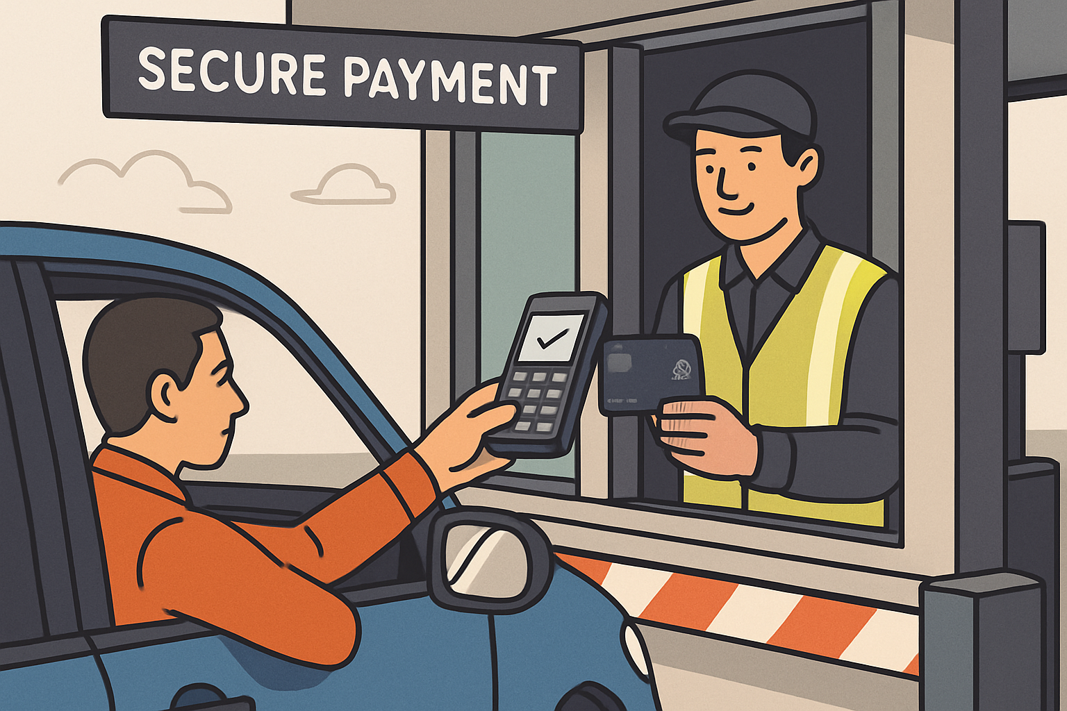Secure payment process at a toll booth